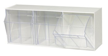 Imagen de Quantum Storage QTB303WT Blanco Transparente Revestido en polvo Plástico Apilable Gabinete Gaveta Inclinable (Imagen principal del producto)