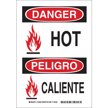 Imágen de Brady B-555 Aluminio Rectángulo Blanco Inglés/Español Cartel de seguridad del equipo 124079 (Imagen principal del producto)