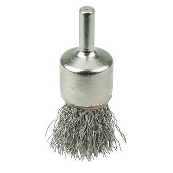 Weiler Acero inoxidable Cepillo de copa - Accesorio Vástago sin rosca - Diámetro 3/4 pulg. - Diámetro de la cerda 0.014 pulg. - Material de la copa: niquelado - 10376