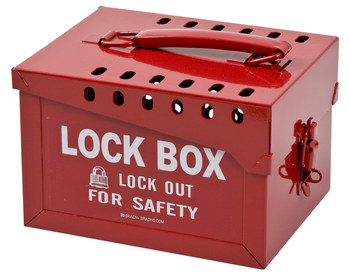Imágen de Brady Blanco sobre rojo Acero Caja de almacenamiento de seguridad combinado (Imagen principal del producto)