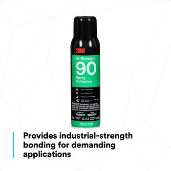 3M Hi-Strength 90 Spray Adhesive - Clear 24 fl oz Aerosol Can - 17.6 fl oz Net Weight - 30023