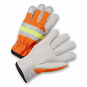 Imágen de West Chester HVO990K Naranja fluorescente Grande Cuero/Nailon/Poliéster Grano Cuero vacuno Cuero/Nailon/Poliéster Guante para conductor (Imagen principal del producto)
