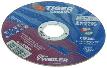 Weiler Tiger Ceramic Rueda de corte 58300 - Tipo 1 (recto) - 4 1/2 pulg. - Cerámico - 60