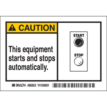 Imágen de Brady Negro/Amarillo sobre blanco Laminado Poliéster 86853 Etiqueta de seguridad del equipo (Imagen principal del producto)