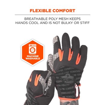 Ergodyne ProFlex 821 Negro/Naranja Grande Malla de poliéster Malla de poliéster Guantes de trabajo - 720476-17234