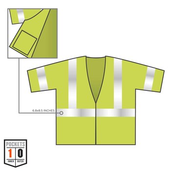 Ergodyne Glowear 8310HL Chaleco de alta visibilidad 22025 - tamaño Grande/XG - Poliéster - Lima de alta visibilidad - ANSI clase 3