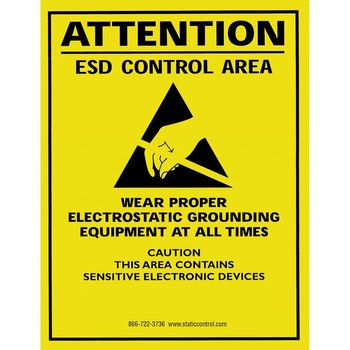 Imágen de SCS ESD Papel Rectángulo Amarillo Inglés Cartel de seguridad eléctrica (Imagen principal del producto)