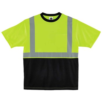 Ergodyne GloWear 8289BK Camisa de alta visibilidad 22504 - Grande - Tejido respirable - Lima/Negro - ANSI clase 2