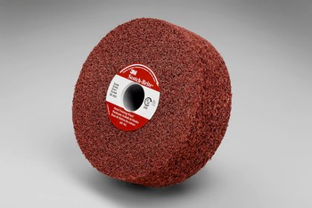3M Scotch-Brite Convoluto Óxido de aluminio Mediano Rueda de desbaste - Mediano grado - Accesorio Eje - Diámetro 6 pulg. - Agujero Central 1 pulg. - Grosor 2 pulg. - 01869