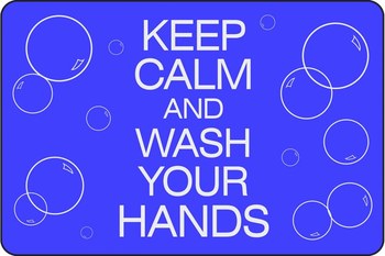 Imágen de Notrax 194CW Mantener la calma y lavarse las manos Azul Tapetes de mensajes de seguridad (Imagen principal del producto)