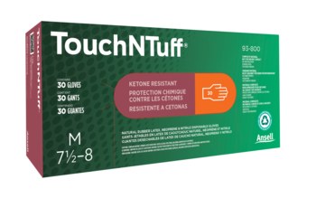 Ansell TouchNTuff 93-800 Naranja Grande Caucho de nitrilo Guantes de examen desechables - Grado Examen - acabado Dedos texturizados - Longitud 11.2 pulg. - 076490-70538