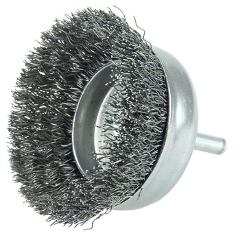 Weiler Acero Cepillo de copa - Accesorio Vástago sin rosca - Diámetro 2-1/2 pulg. - Diámetro de la cerda 0.014 pulg. - 14317
