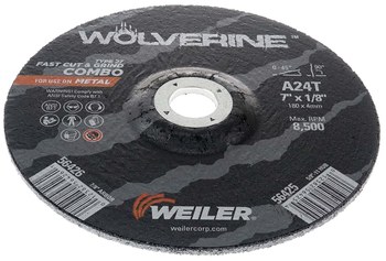 Weiler Wolverine Rueda de corte 56426 - Tipo 27 - rueda de centro hundido - 7 pulg. - Óxido de aluminio - 24 - T