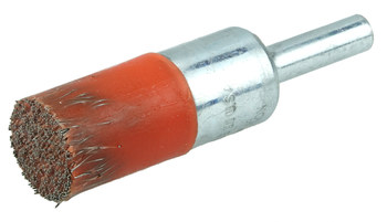 Weiler Polyflex Acero Cepillo de copa - Accesorio Vástago sin rosca - Diámetro 1/2 pulg. - Diámetro de la cerda 0.010 pulg. - Elastómero naranja - 35535
