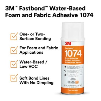3M Fastbond 1074 7100373617 Spray Adhesivo para Espuma y Tela Neutro Líquido Bote de aerosol A base de agua - 76116 - Peso neto 8.2 oz