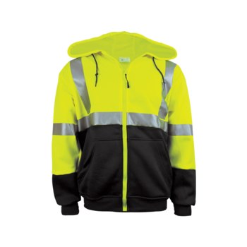 Global Glove FrogWear HV Sudadera con capucha GLO-HS2-7XL - tamaño 7XG - Poliéster sólido - Negro/Amarillo Alta-Vis - 29297