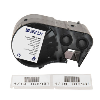 Brady FreezerBondz M5-78-492 Etiquetas criogénicas ultrafinas - 1 pulg. x 1.9 pulg. - Poliéster - Negro sobre blanco - B-492