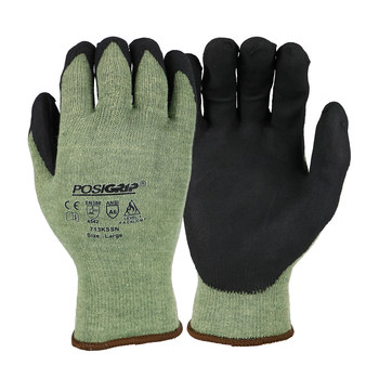 Imágen de West Chester PosiGrip 713KSSN Negro/Verde Grande Kevlar/Spandex/Acero Guantes resistentes a cortes (Imagen principal del producto)