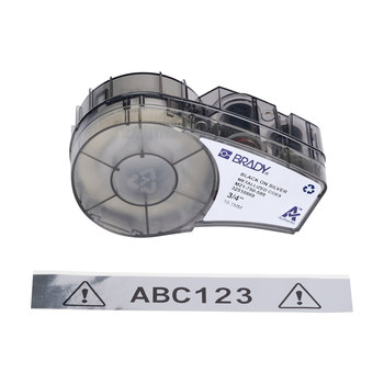 Brady M21-750-599 Cartucho de etiquetas para impresora - 3/4 pulg. x 21 pies - Poliéster - Negro sobre cromo - B-599