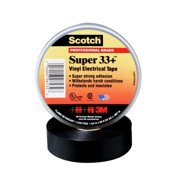 3M Scotch Super 33+ Negro Cinta aislante - 3/4 pulg. x 20 pies - Grosor 7 mil - 06130