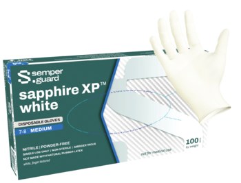 Sempermed GripStrong Blanco Grande Nitrilo Guantes desechables para revisión y uso general - Grado Industrial - 841277-10223