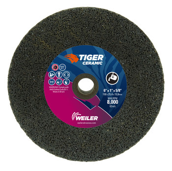 Weiler Tiger Ceramic Rueda de enganche portátil 68401 - Tipo 1 (recto) - 6 pulg. - Cerámico - 16 - R