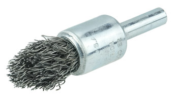 Weiler Acero Cepillo de copa - Accesorio Eje - Diámetro 1/2 pulg. - Diámetro de la cerda 0.014 pulg. - 10302