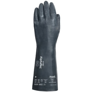 Ansell AlphaTec 53-003 Negro 9 Neopreno Apoyado Guantes para manipulación de productos químicos - Grado Industrial - acabado Grabado en diamante - Longitud 21 pulg. - 076490-64490