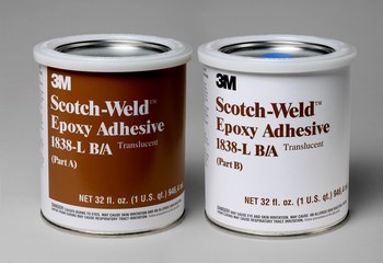 3M Scotch-Weld 1838L Translúcido Adhesivo epoxi - Base y acelerador (B/A) - 1 qt Kit - 22646