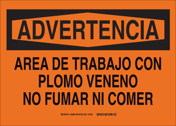 Imágen de Brady B-555 Aluminio Rectángulo Naranja Español Cartel de comida, bebida y área de fumadores 38286 (Imagen principal del producto)