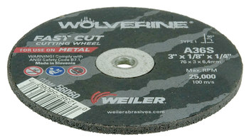 Weiler Wolverine Rueda de corte 56060 - Tipo 1 (recto) - 3 pulg. - Óxido de aluminio - 36 - S