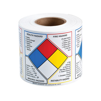 Imágen de Brady Negro/Azul/Rojo/Amarillo sobre blanco Cuadrado Escribible Vinilo 53072 Etiqueta de derecho a saber (Imagen principal del producto)