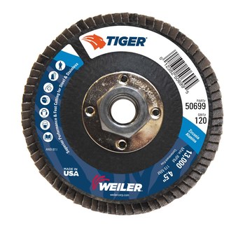 Weiler Tiger Tipo 27 - Zirconia - 4 1/2 pulg. - 120 - Fina - 50699