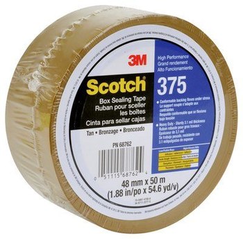 3M Scotch 375 Tostado Cinta de sellado de cajas - 48 mm Anchura x 50 m Longitud - 3.1 mil Espesor - 68762