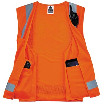 Ergodyne Glowear 8249Z Chaleco de alta visibilidad 24015 - tamaño Grande/XG - Poliéster - Naranja de alta visibilidad - ANSI clase 2