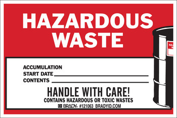 Imágen de Brady Negro/Rojo sobre blanco Rectángulo Vinilo 121063 Etiqueta de residuos (Imagen principal del producto)