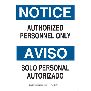 Imágen de Brady B-120 Poliéster reforzado con fibra de vidrio Rectángulo Blanco Inglés/Español Cartel de área restringida 122758 (Imagen principal del producto)