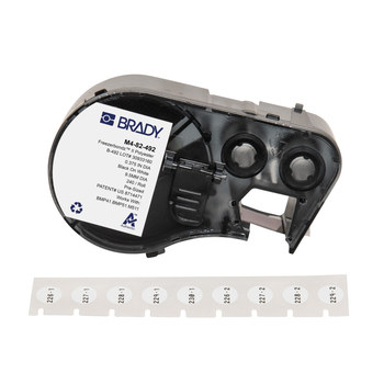 Brady FreezerBondz M4-82-492 Etiquetas criogénicas ultrafinas - 0.375 pulg. x 0.375 pulg. - Poliéster - Negro sobre blanco - B-492