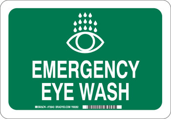 Imágen de Brady B-120 Poliéster reforzado con fibra de vidrio Rectángulo Inglés Cartel de lavado de ojos 73643 (Imagen principal del producto)
