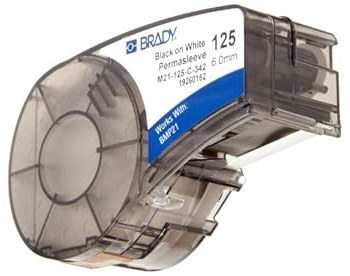 Imágen de Brady Permasleeve Negro sobre blanco Autoextinguible Poliolefina Transferencia térmica M21-125-C-342 Cartucho de etiquetas para impresora de transferencia térmica continua (Imagen principal del producto)