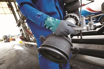 Ansell AlphaTec ANSELL GRIP™ 58-435 Mar verde/antracita gris 9 Nitrilo Apoyado Guante resistente a productos químicos - acabado Áspero - Longitud 15 pulg. - 076490-47094