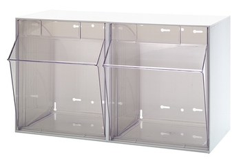 Imagen de Quantum Storage QTB302WT Blanco Transparente Revestido en polvo Plástico Apilable Gabinete Gaveta Inclinable (Imagen principal del producto)
