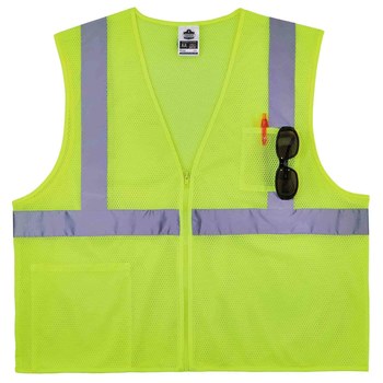 Ergodyne GloWear 8256Z Chaleco de alta visibilidad 21575 - tamaño Grande/XG - Poliéster - Lima - ANSI clase 2 (sin mangas)
