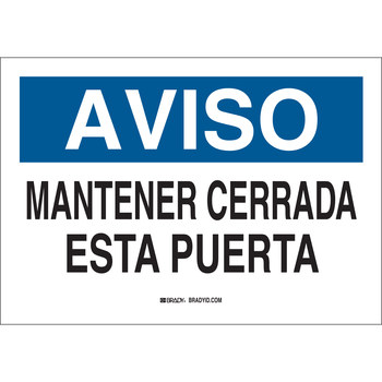 Imágen de Brady B-120 Poliéster reforzado con fibra de vidrio Rectángulo Blanco Español Letrero de puerta 39731 (Imagen principal del producto)