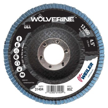 Weiler Wolverine Tipo 27 - Zirconia - 4 1/2 pulg. - 80 - Mediano - 31404