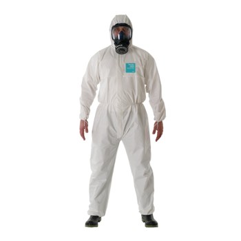 Ansell Microchem AlphaTec Overoles resistentes a productos químicos 68-2000 WH20-B-92-111-04 - tamaño Grande - Polietileno - Blanco - 05989