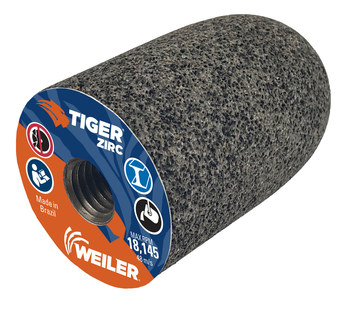 Weiler Tiger Zirc Zirconia Alumina Enchufe abrasivo - 2 pulg. longitud - Agujero Central UNC de 5/8-11 - 68330