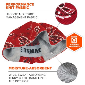 Ergodyne Chill-Its 6630 Rojo Hi Cool/Felpa Casquete - 720476-12508