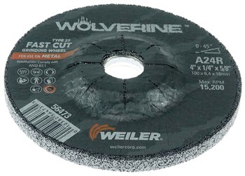Weiler Wolverine Rueda esmeriladora de superficie 56473 - 4 pulg. - Óxido de aluminio - 24 - R