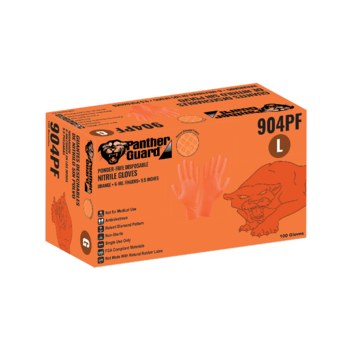 Global Glove Panther-Guard Naranja de alta visibilidad Mediano Nitrilo Guantes desechables - Grado Industrial - acabado Diamante elevado - Longitud 9.5 pulg. - 810033-29576